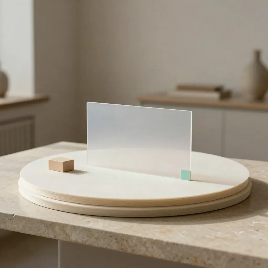 Layered proof boards with acetate overlay and correction block on a limestone plinth
